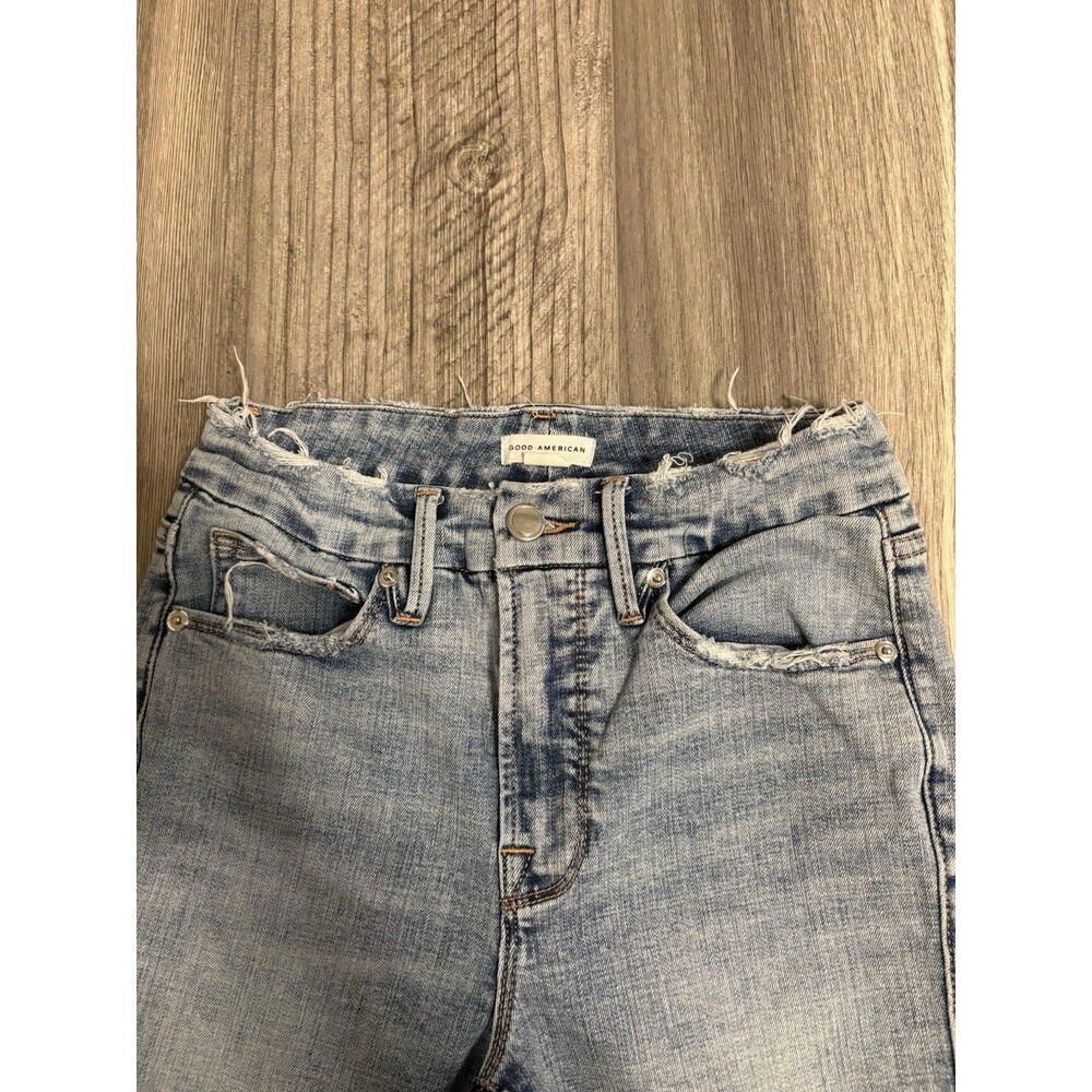 Good American Jeans Womens 2/26 Skinny High Rise Stretch Designer Frayed - Picture 3 of 8